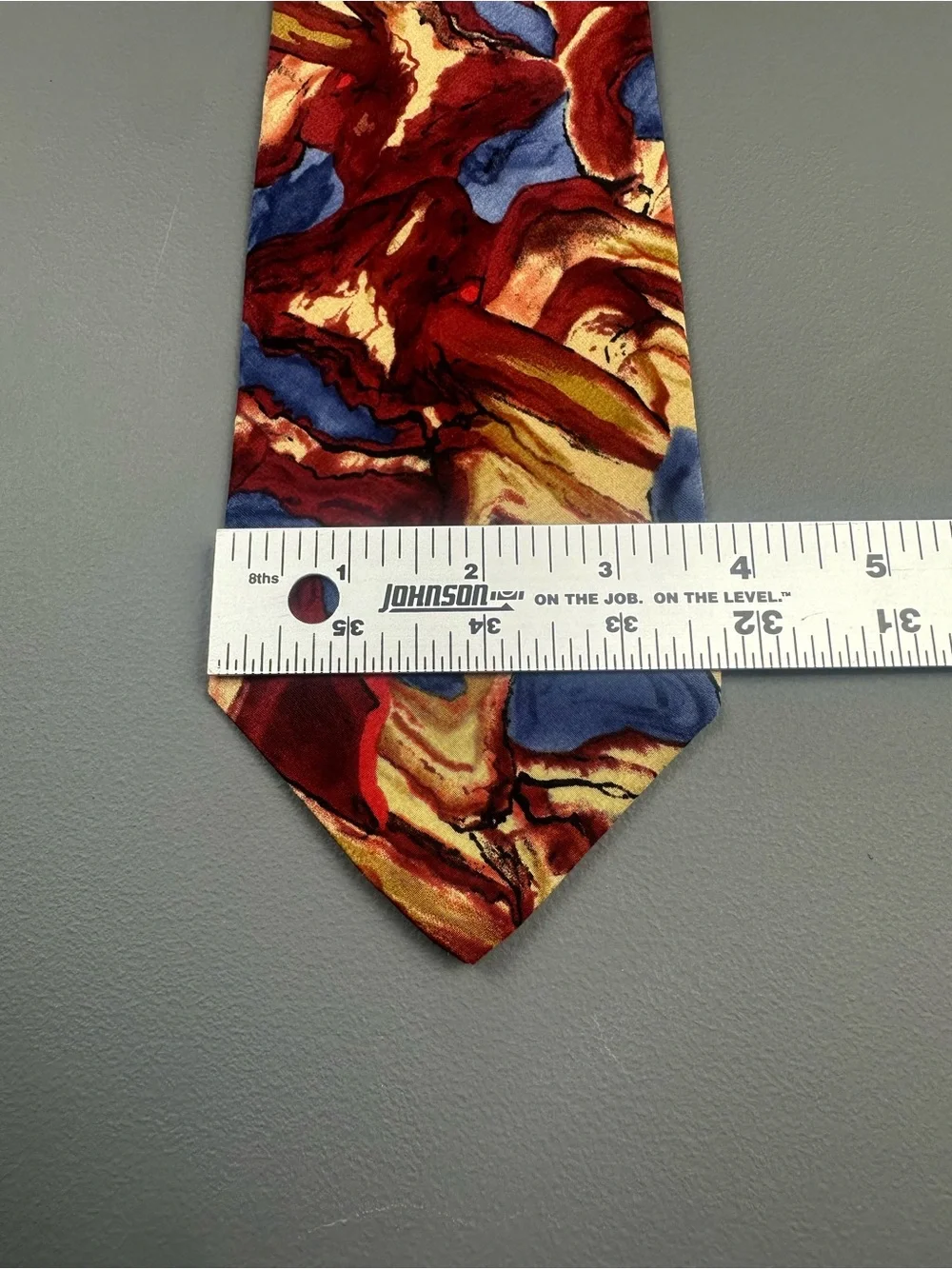 J. Garcia Abstract Multicolor Tie Red Blue Gold 3 3/4 x 56 1/2